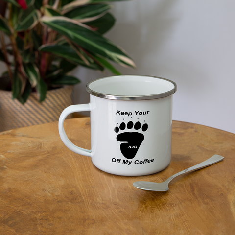 Keep Your Paws Off My Coffee Camper Mug - white