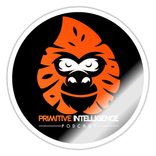 Primitive Intelligence Podcast Sticker - white glossy